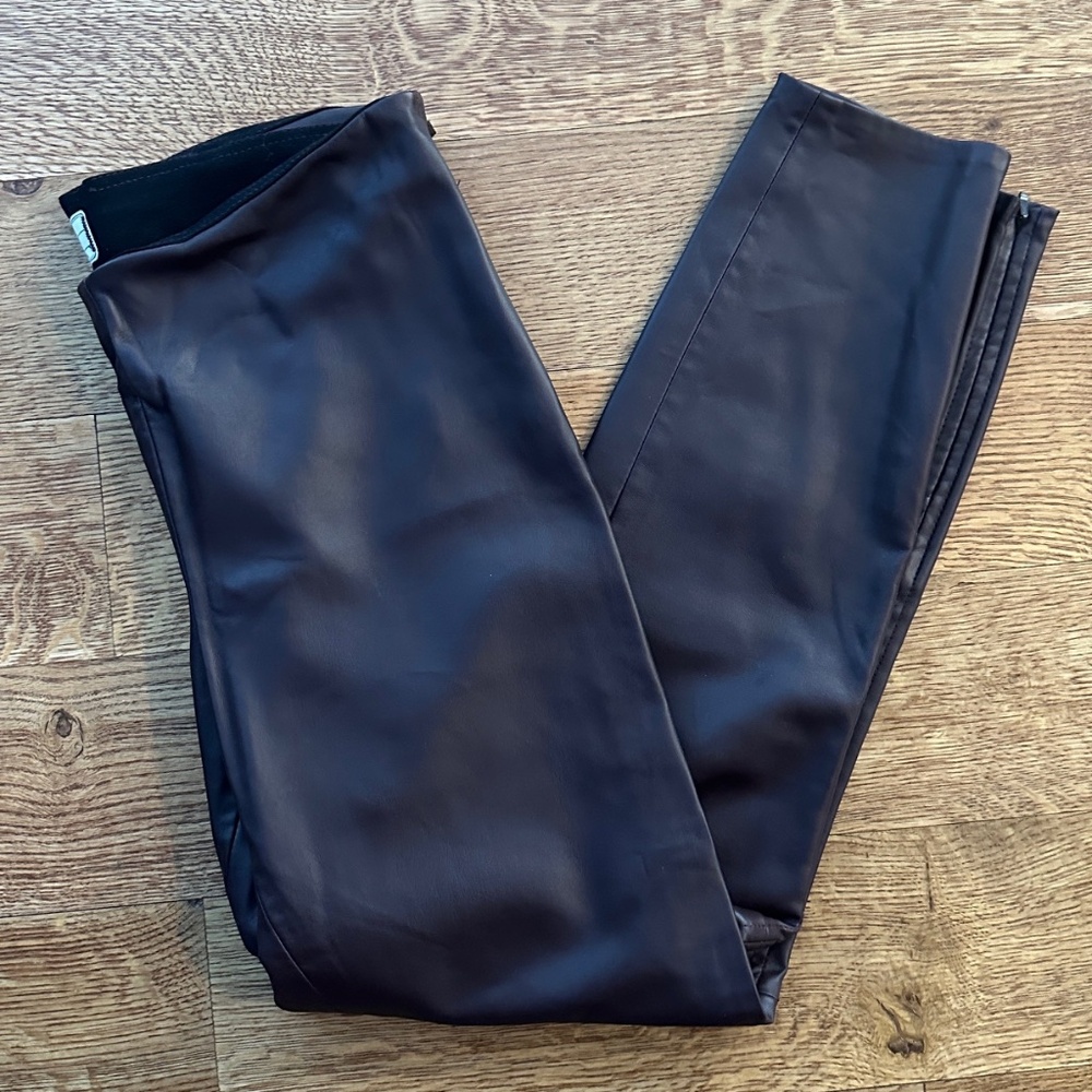 Free People Faux Leather Brown Skinny Leg Pant
